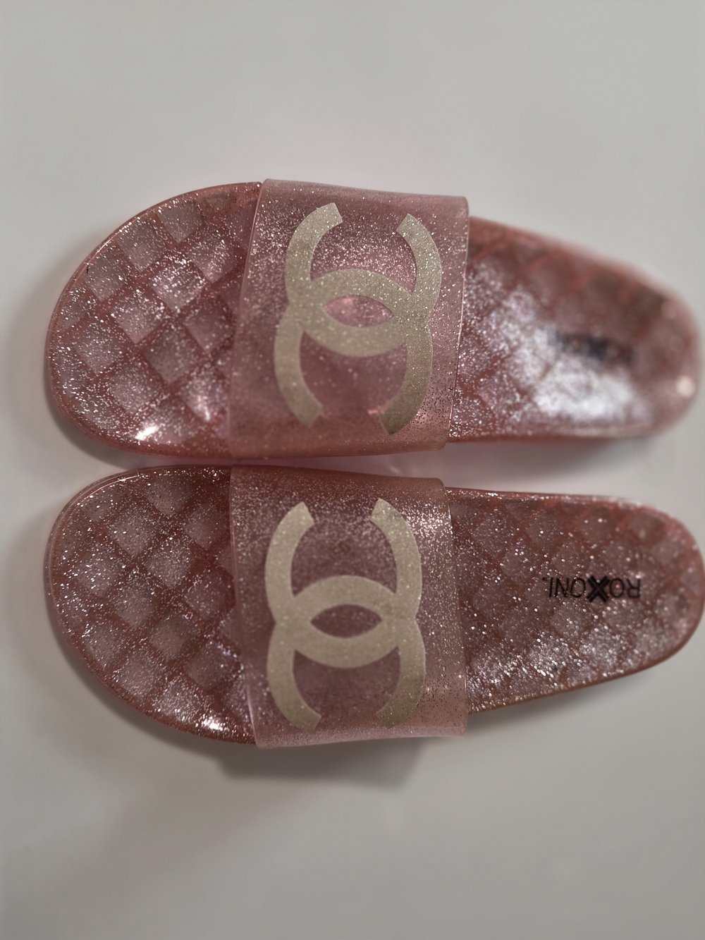 Women's Glitter Pink Slide Sandals